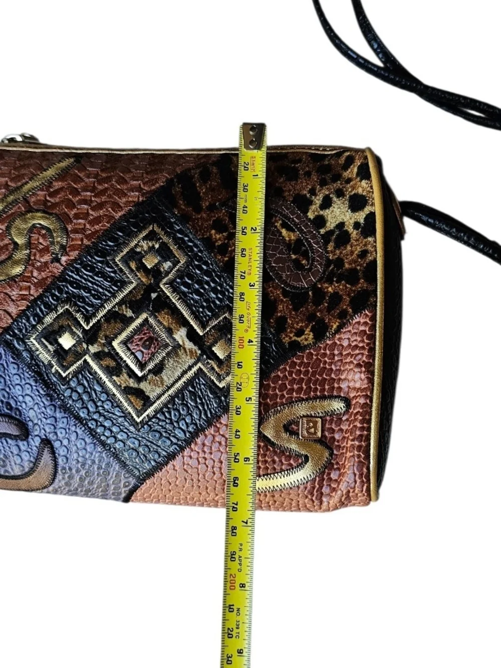 Vintage NAS Alentino Patchwork Animal Print Faux Leather Crossbody Bag